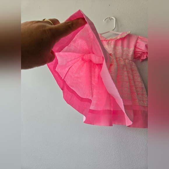 Vintage Baby Girl dress pink with lace - Picture 4 of 6